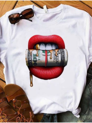❤️TBC Women Casual Money Lip Print T-shirt ❤️
