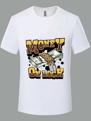 ❤️BODAK Men Money On Lock Letter Print T-shirt ❤️