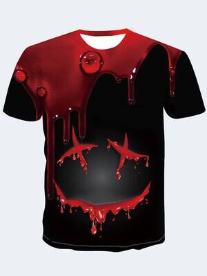❤️TBC Men Casual O Neck Graffiti Print Black T-shirt❤️