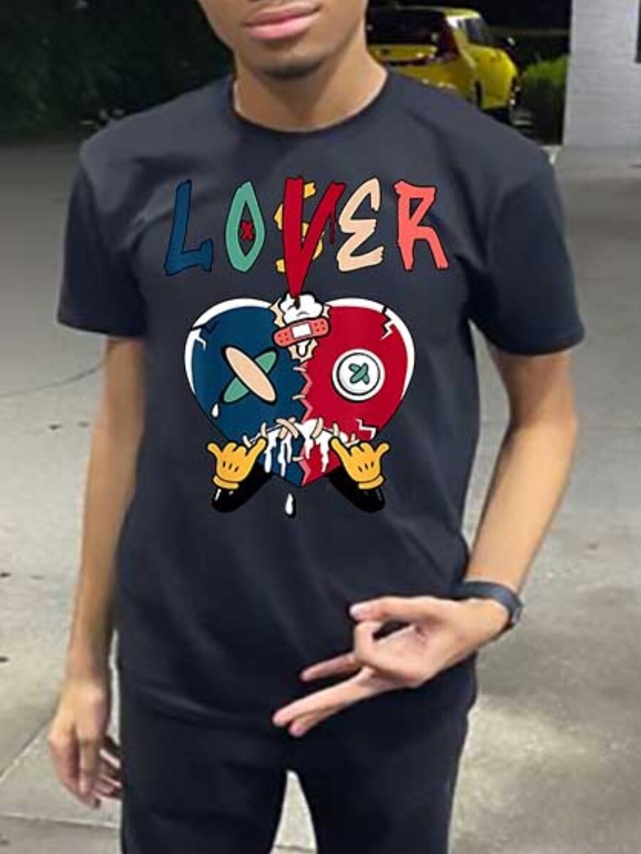 BODAK Men Broken Heart Lover Letter Print T-shirt
