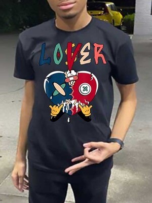 BODAK Men Broken Heart Lover Letter Print T-shirt