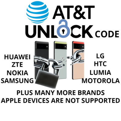 AT&amp;T Unlock Code (ALL AT&amp;T DEVICES/NO iPHONE)