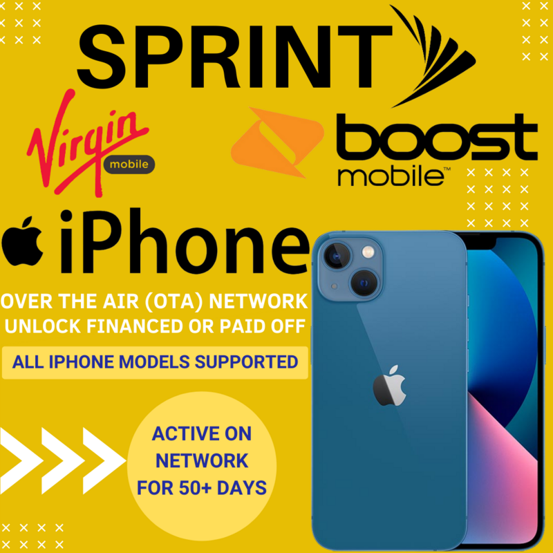 Sprint/Boost/Virgin iPhone Sim Unlock Active 50+ Days