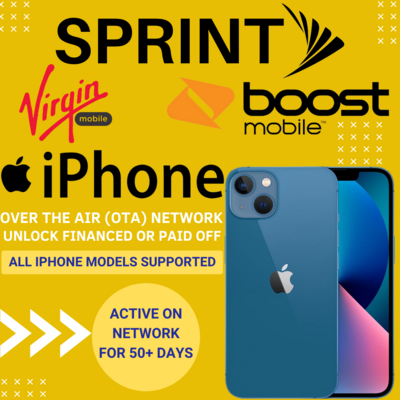 Sprint/Boost/Virgin iPhone SIm Unlock Active 50+ Days