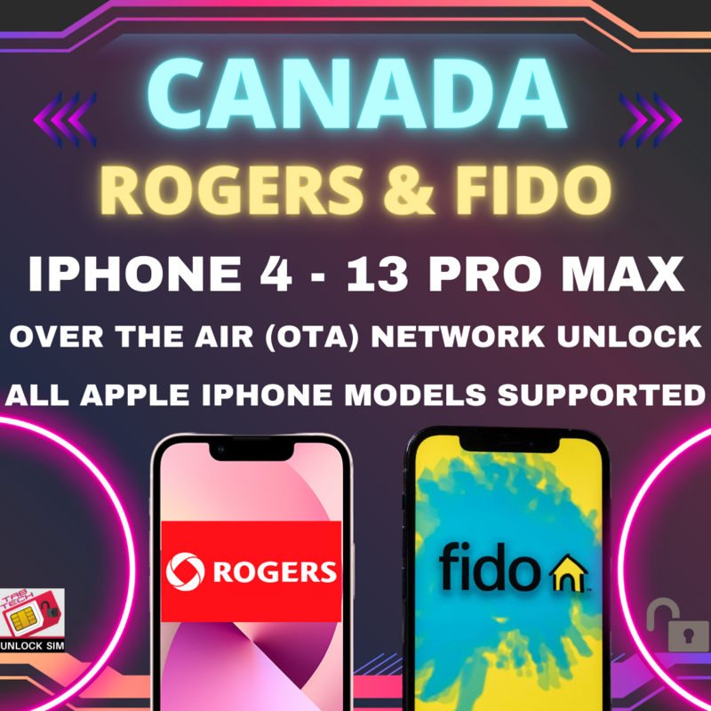 TELUS ROGERS FIDO CANADA UNLOCK SERVICE IPHONE  5S 6 6S 7 8 X 