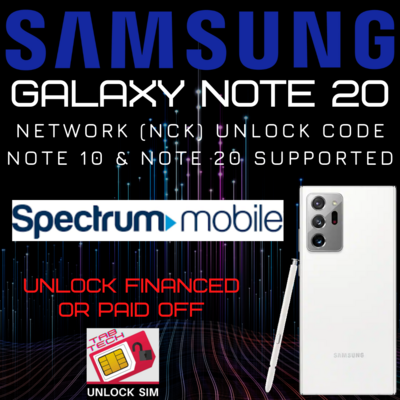Spectrum Samsung Galaxy Note 20/10/9 Unlock Code