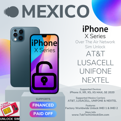 Mexico iPhone X + SE2 Series Unlock