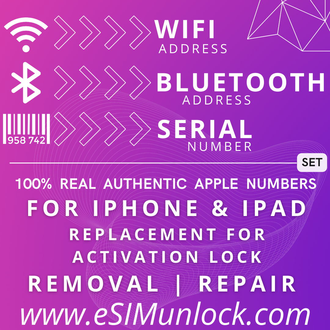 Serial Number + Wifi &amp; Bluetooth Address Set For iCloud Fix