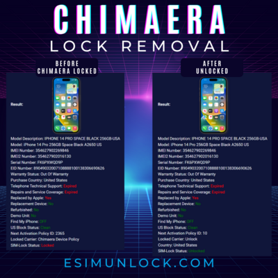 Chimaera Blacklist IMEI Repair Bad ESN Removal Unbarring
