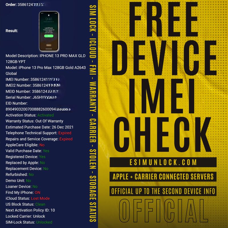 FREE Device IMEI Check &amp; Service Match
