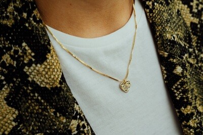 Corazón circones collar (Baño de oro) 45cm.