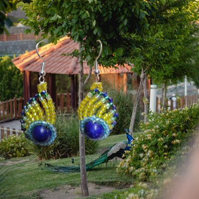 Small Peacock Feather Earrings