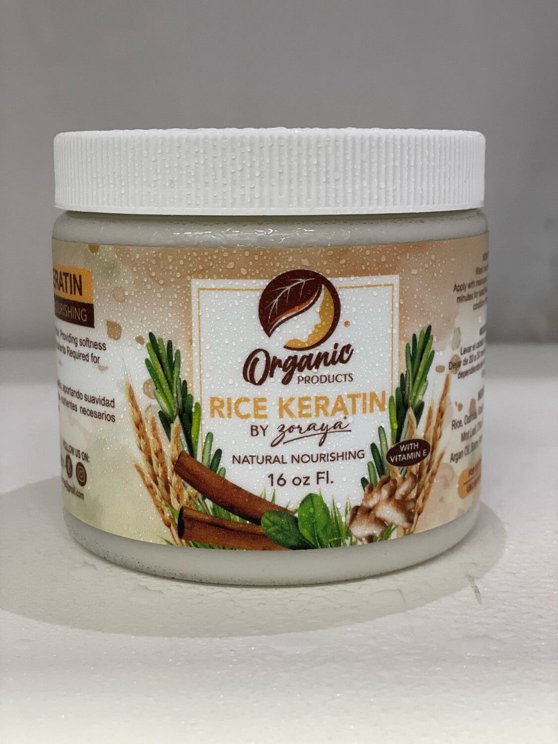 Rice Keratin 16oz For Hair /Mascarilla de keratina de Arroz 16oz Para El  Cabello