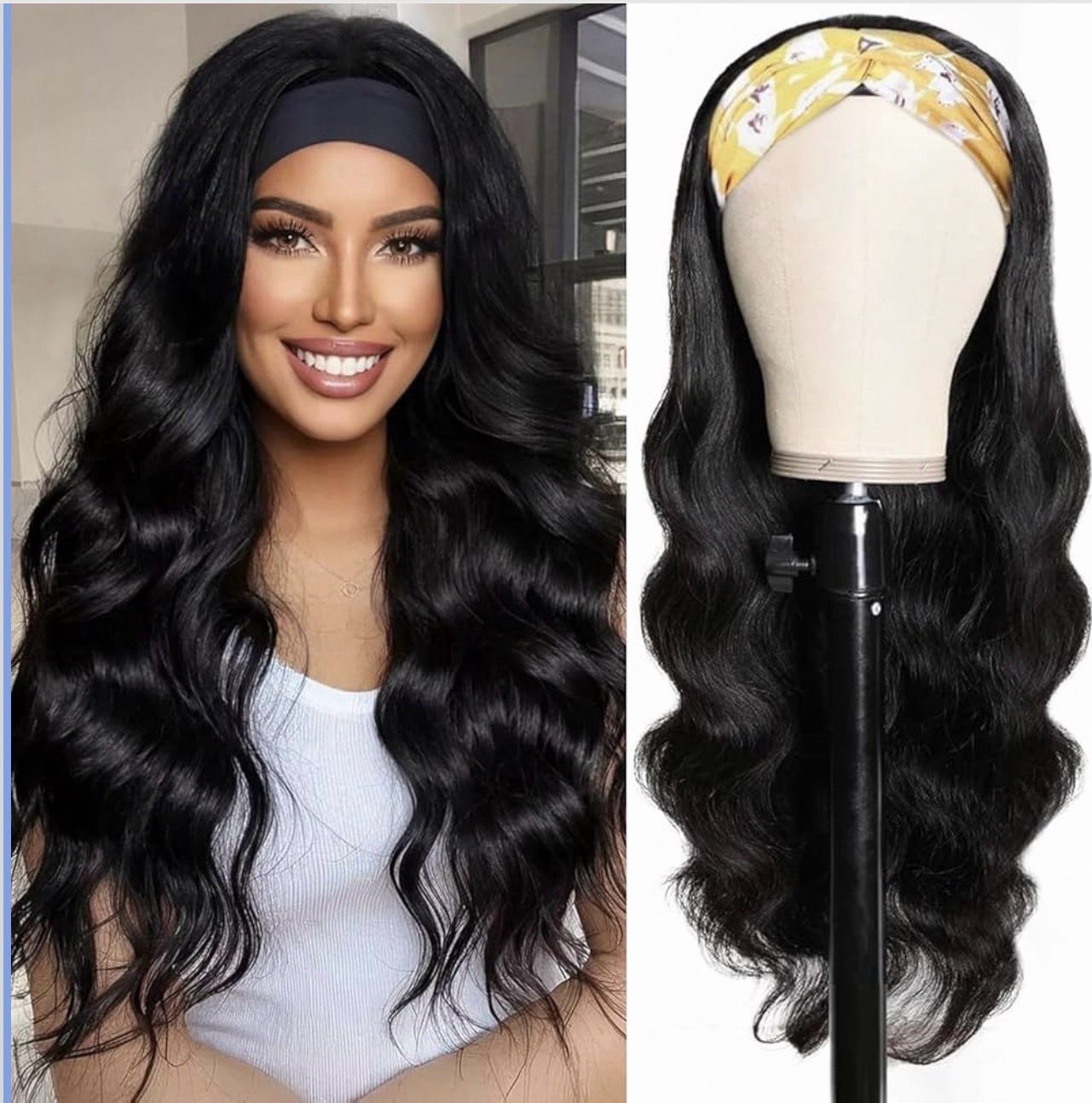 Beauty supply by Organic wholesale Beauty supply by Organic wholesale, Beauty: Peluca con Diadema de Cabello Humano natural color y rizos suaves 20”