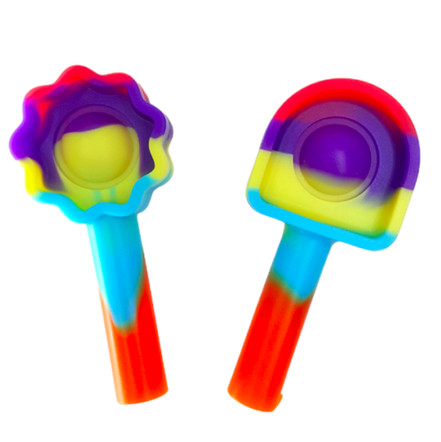 PAck of 2 Popit Pen Topper Pencil Cap Button Push Bubble Stress Relief Fidget For School