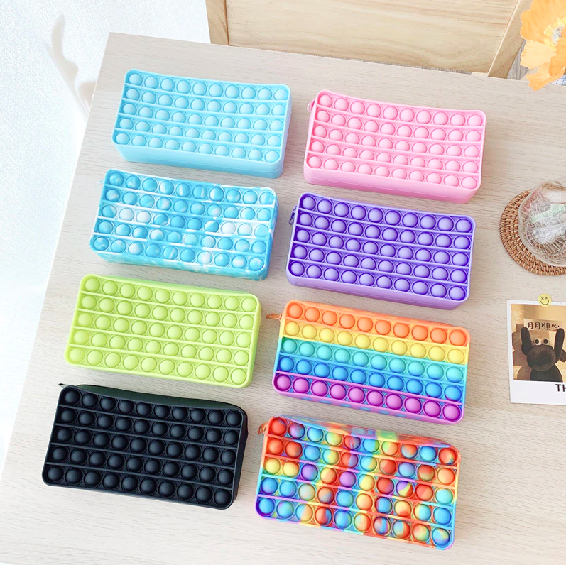 Pencil Case Popit Pen Push Bubble Toy Autism Pop Stress Reliever Toys Back to School