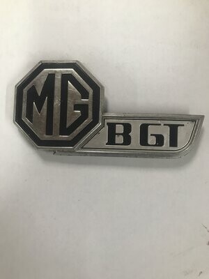 ORIGINAL BLACK/SILVER MGB GT TAILGATE BADGE