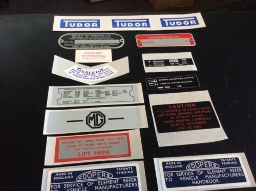 DECAL KIT MGB ROADSTER 1965 - 1967 CHASSIS AND ENGINE BAY STICKER SET, PART A261