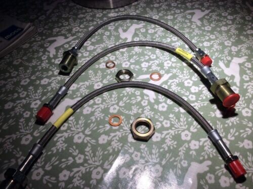 TRIUMPH TR2  TR3 LOCKHEED SYSTEM CAR SET  GOODRIDGE STAINLESS STEEL BRAKE HOSES