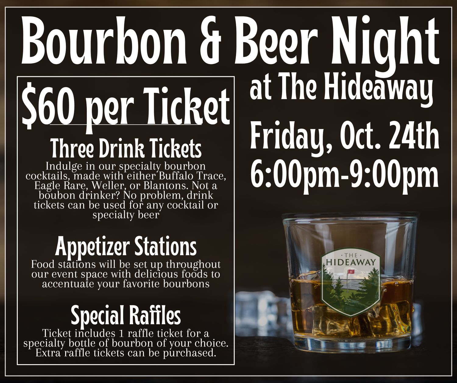 Bourbon & Beer Night at the Hideaway