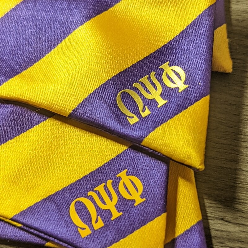 Purple &amp; Gold Striped Omega Self-Tie Fraternity Bow Tie inspired by Omega Psi Phi 1911