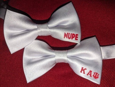 White Kappa Bow Tie (Pre-Tied) inspired by Kappa Alpha Psi Phi Nu Pi