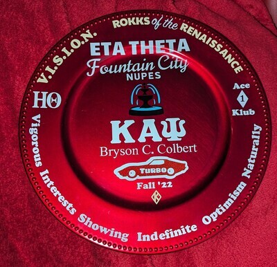 Kappa Charger Plate gift inspired by K A Psi & Phi Nu Pi