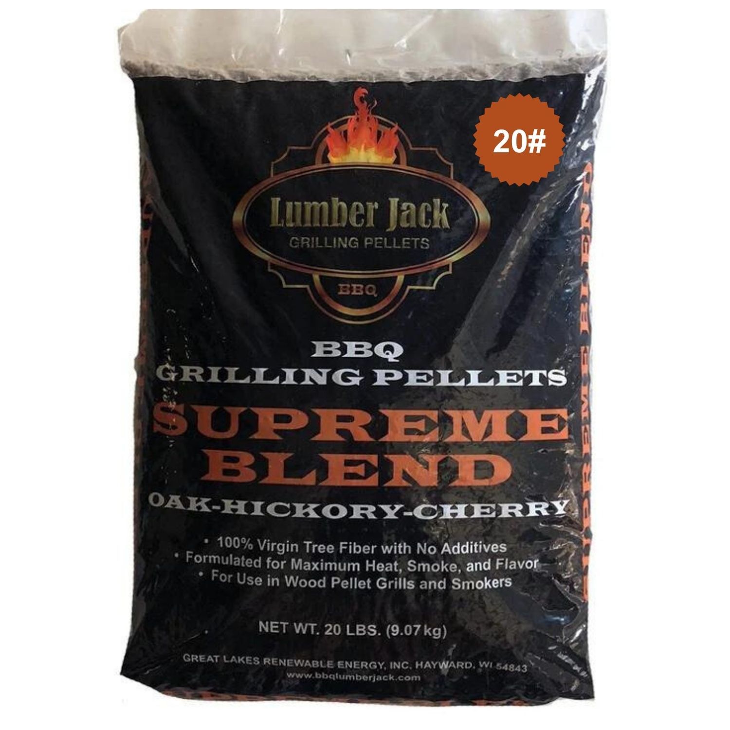 Oak-Hickory-Cherry (OHC) - Supreme Blend Lumber Jack BBQ Pellets, Weight: 20 Pound