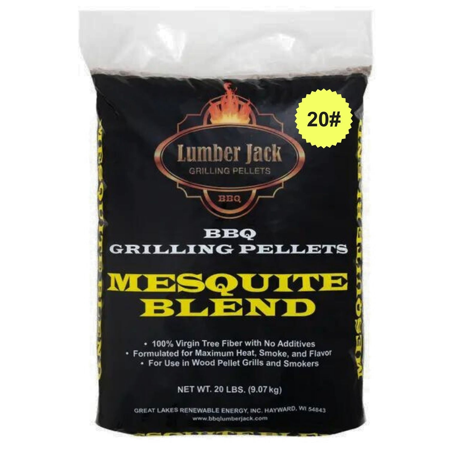 Mesquite Blend Lumber Jack BBQ Pellets (40% Mesquite/60% Red Oak), Weight: 20 Pound