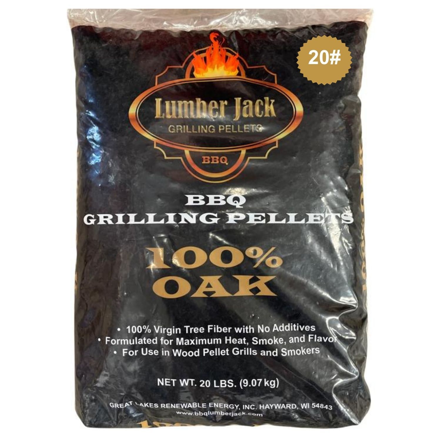 100% Oak Lumber Jack BBQ Pellets, Weight: 20 Pound