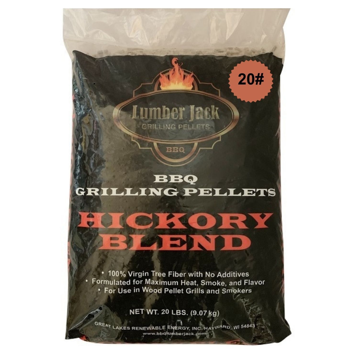 Hickory Blend Lumber Jack BBQ Pellets (40% Hickory/60% Red Oak), Weight: 20 Pound