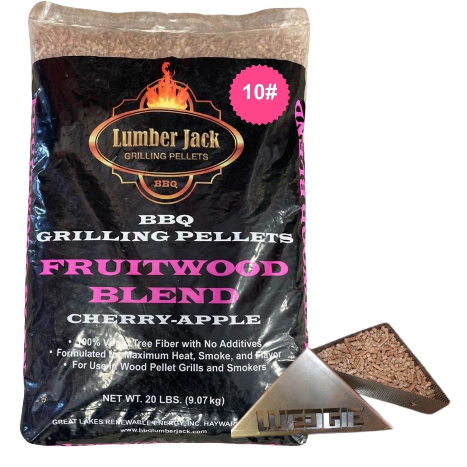 10# Fruitwood Blend Lumber Jack BBQ Pellets with Premium Smoking Wedgie