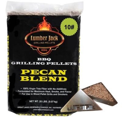 10# Pecan Blend Lumber Jack BBQ Pellets with Premium Smoking Wedgie