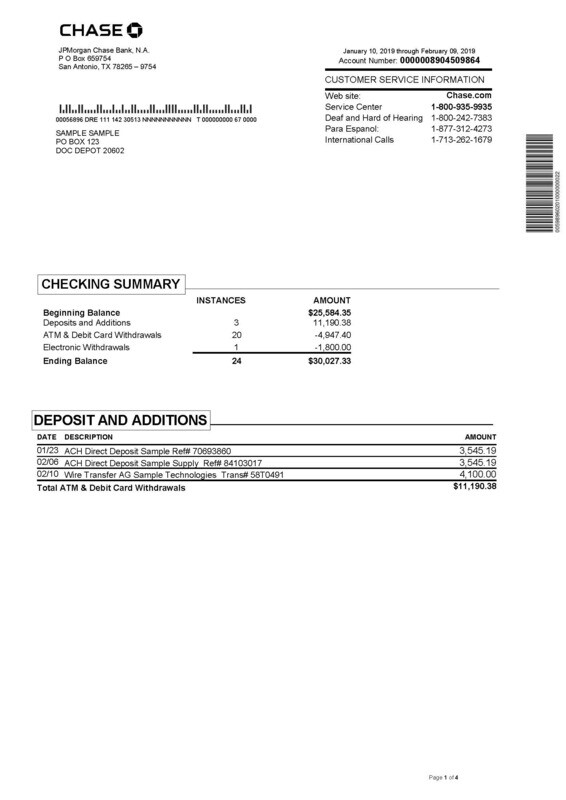 Bank Statement Chase Auto Calculating Editable Template Documentplug Bank Statement Chase Auto Calculating Editable Template Documentplug
