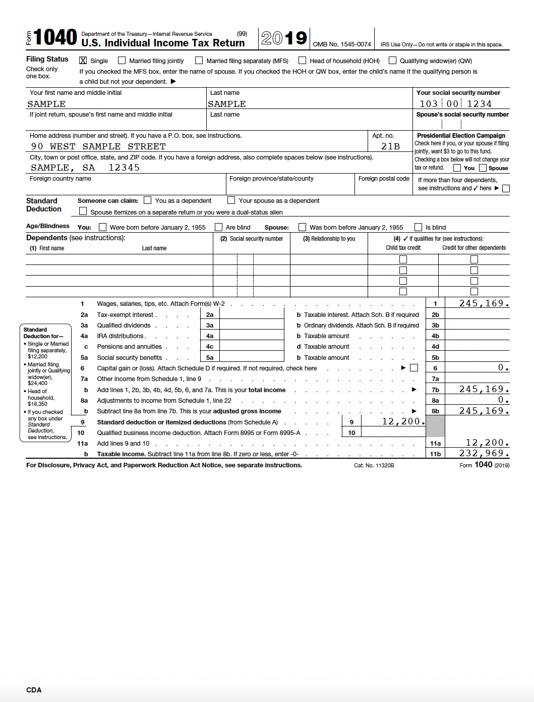 Business/Personal Income Tax Return