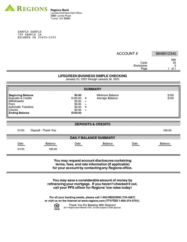 Regions Bank Template Documentplug