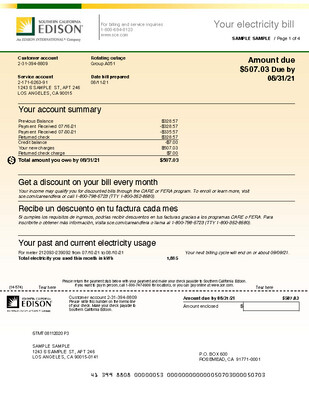 Utility Bill Editable Template 