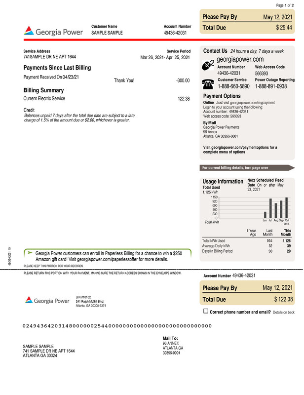 Georgia cheap power bill
