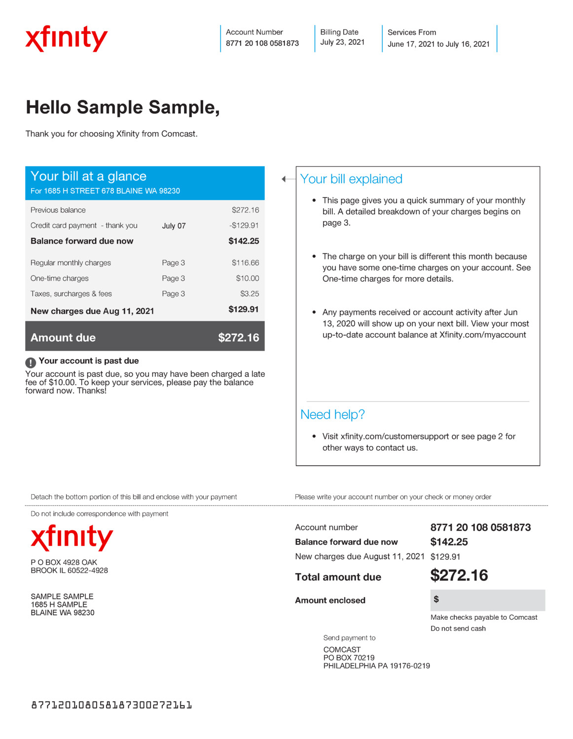 Xfinity Bill Template