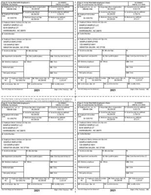 Form W2 Wage and Tax Statement - 2021 Year (Single Page| PDF Format)