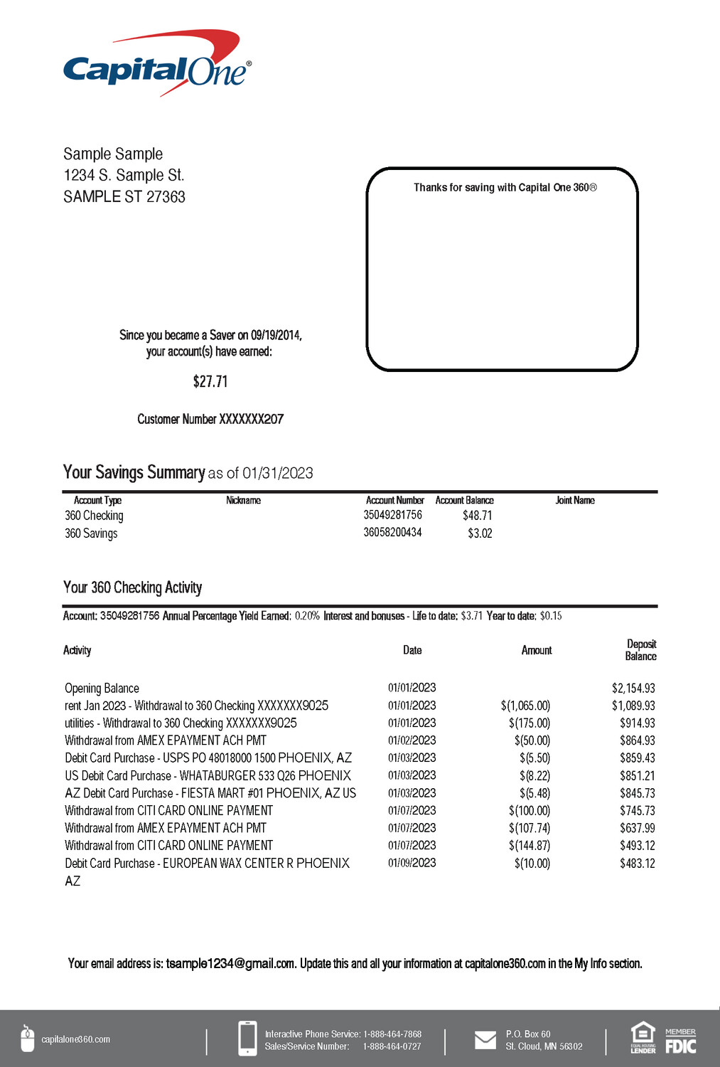 Capital One Bank Statement Documentplug