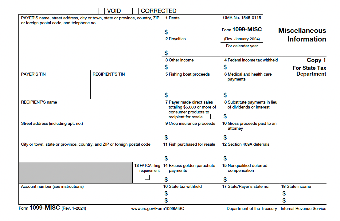 1099 Tax Forms 2024 | Editable PDF - All Pages + Instructions + Color Copy
