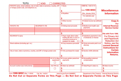 1099 Tax Forms 2024 | Editable PDF - All Pages + Instructions + Color Copy
