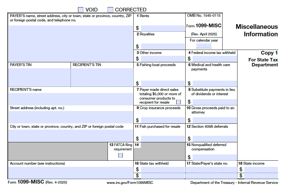 1099 Tax Forms 2025 | Editable PDF - All Pages + Instructions + Color Copy