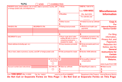 1099 Tax Forms 2025 | Editable PDF - All Pages + Instructions + Color Copy