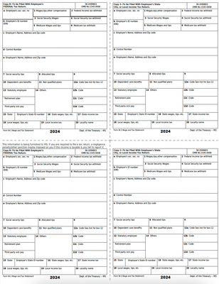Form W-2 Wage and Tax Statement – 2024 | Editable PDF – Single Page)