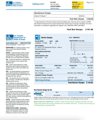 Utility Bill Template – Los Angeles Department of Water &amp; Power | Editable PDF Format