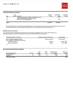 Bank Statement Template – Wells Fargo | Editable PDF Format