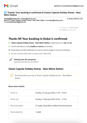 Booking.com Email Confirmation Template – Travel | Editable PDF Format
