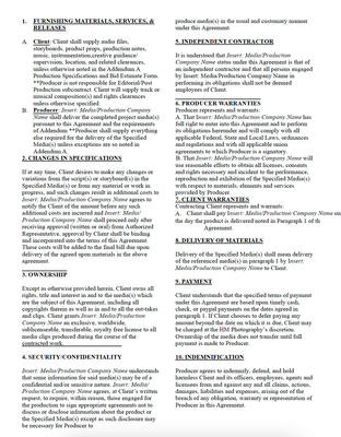 Freelance Production Agreement Template – Media Contract | Editable PDF Format
